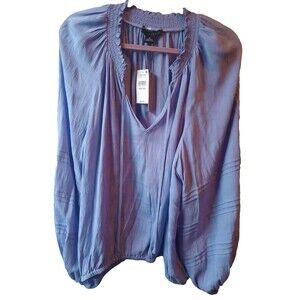 Sanctuary 2XL XXL Blouse Periwinkle Blue Long Sleeve Top Light Peasant Plus $99